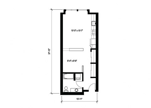 Stack House Apartments in Seattle, Washington 1x1 Floor Plan